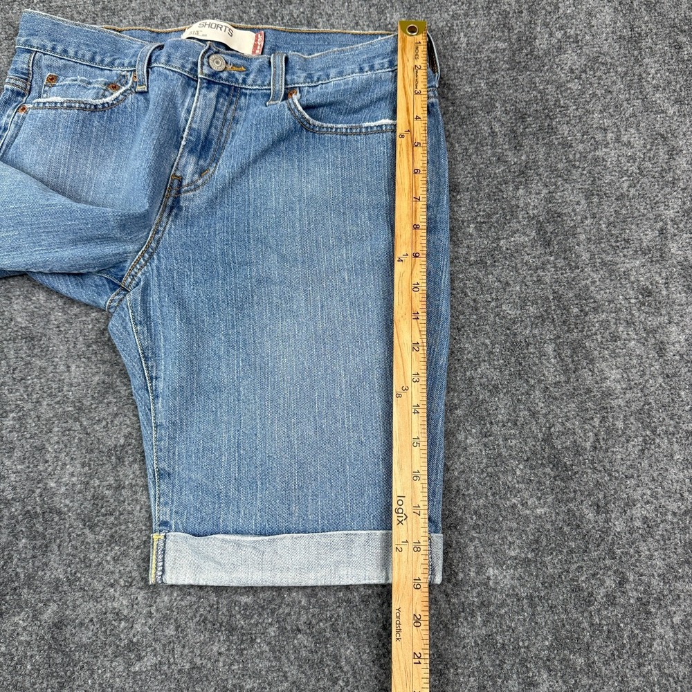 Vintage Levis 515 Jean Shorts Womens 10 Blue Denim Rolled Cuff Bermuda Y2K - Picture 13 of 15
